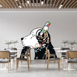image-Banksy-Inspired Wall Decals, Canine Melody Wall Art Stickers, Modern Street Art Decor