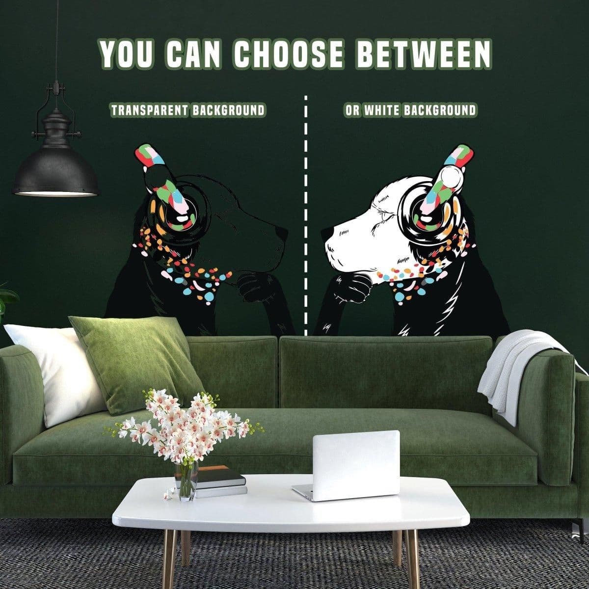 image-Banksy-Inspired Wall Decals, Canine Melody Wall Art Stickers, Modern Street Art Decor