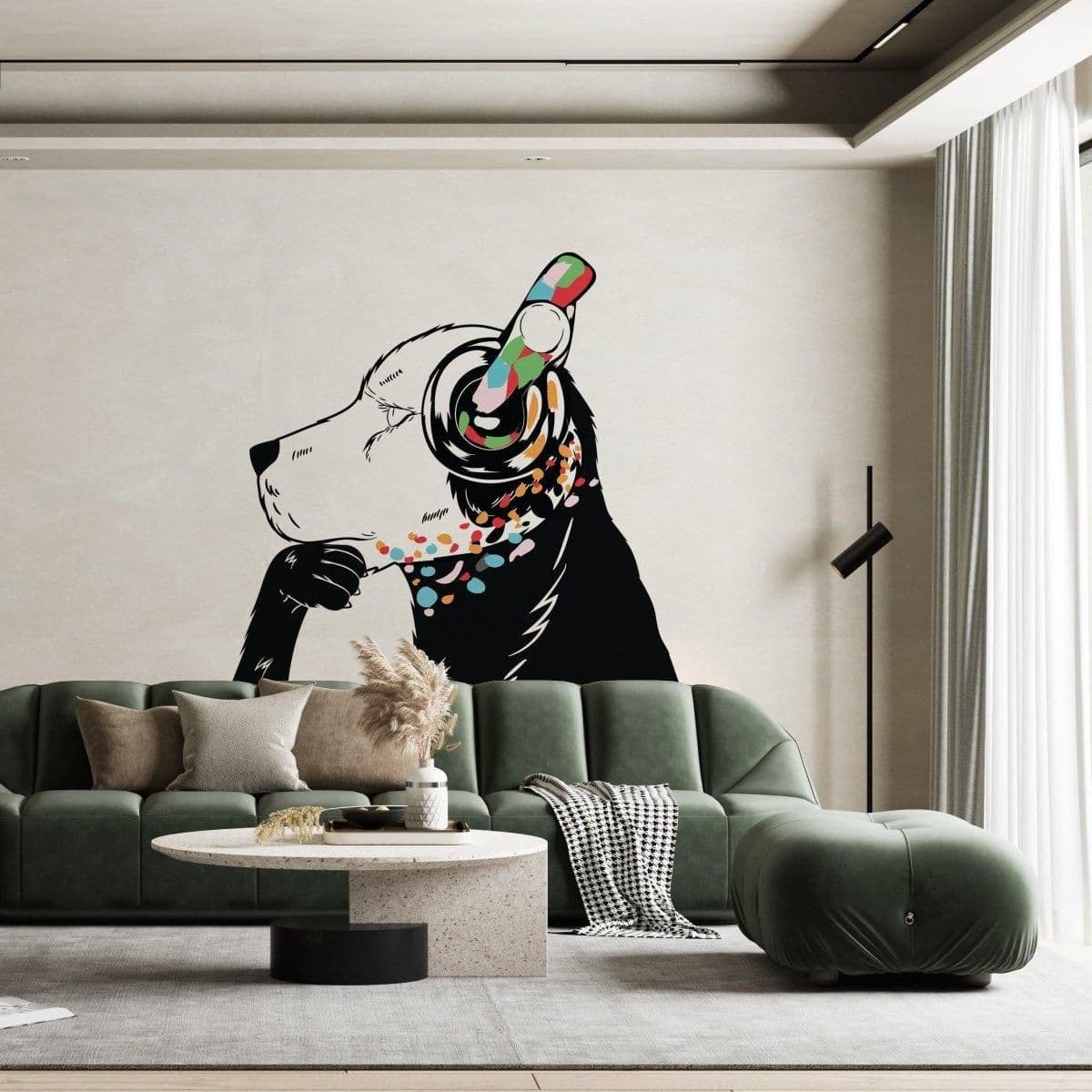 image-Banksy-Inspired Wall Decals, Canine Melody Wall Art Stickers, Modern Street Art Decor