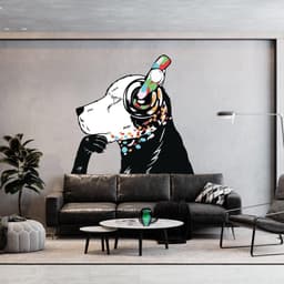 image-Banksy-Inspired Wall Decals, Canine Melody Wall Art Stickers, Modern Street Art Decor