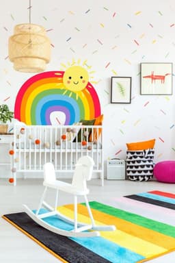 image-Vibrant Vinyl Rainbow Wall Decal - Colorful Sticker for Bedroom and Nursery Enhancement