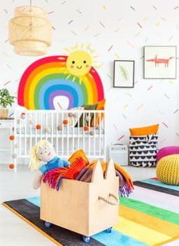 image-Vibrant Vinyl Rainbow Wall Decal - Colorful Sticker for Bedroom and Nursery Enhancement