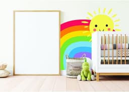image-Vibrant Vinyl Rainbow Wall Decal - Colorful Sticker for Bedroom and Nursery Enhancement