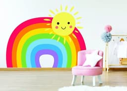 image-Vibrant Vinyl Rainbow Wall Decal - Colorful Sticker for Bedroom and Nursery Enhancement