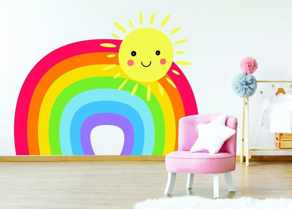 image-Vibrant Vinyl Rainbow Wall Decal - Colorful Sticker for Bedroom and Nursery Enhancement