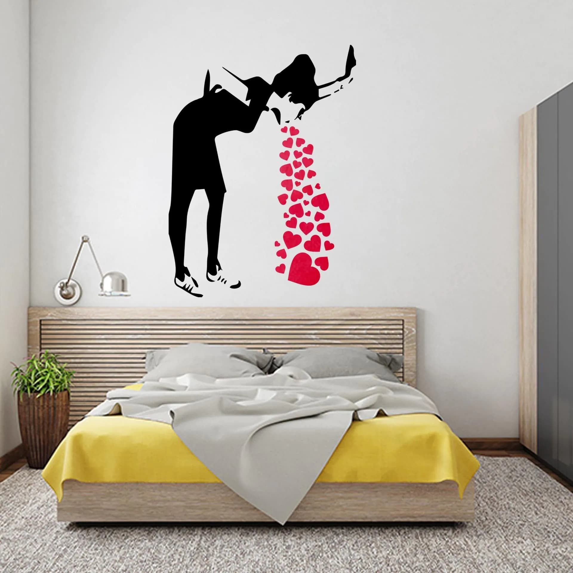 image-Street Art Style Love Sick Girl Wall Decal - Urban Vinyl Sticker Collection