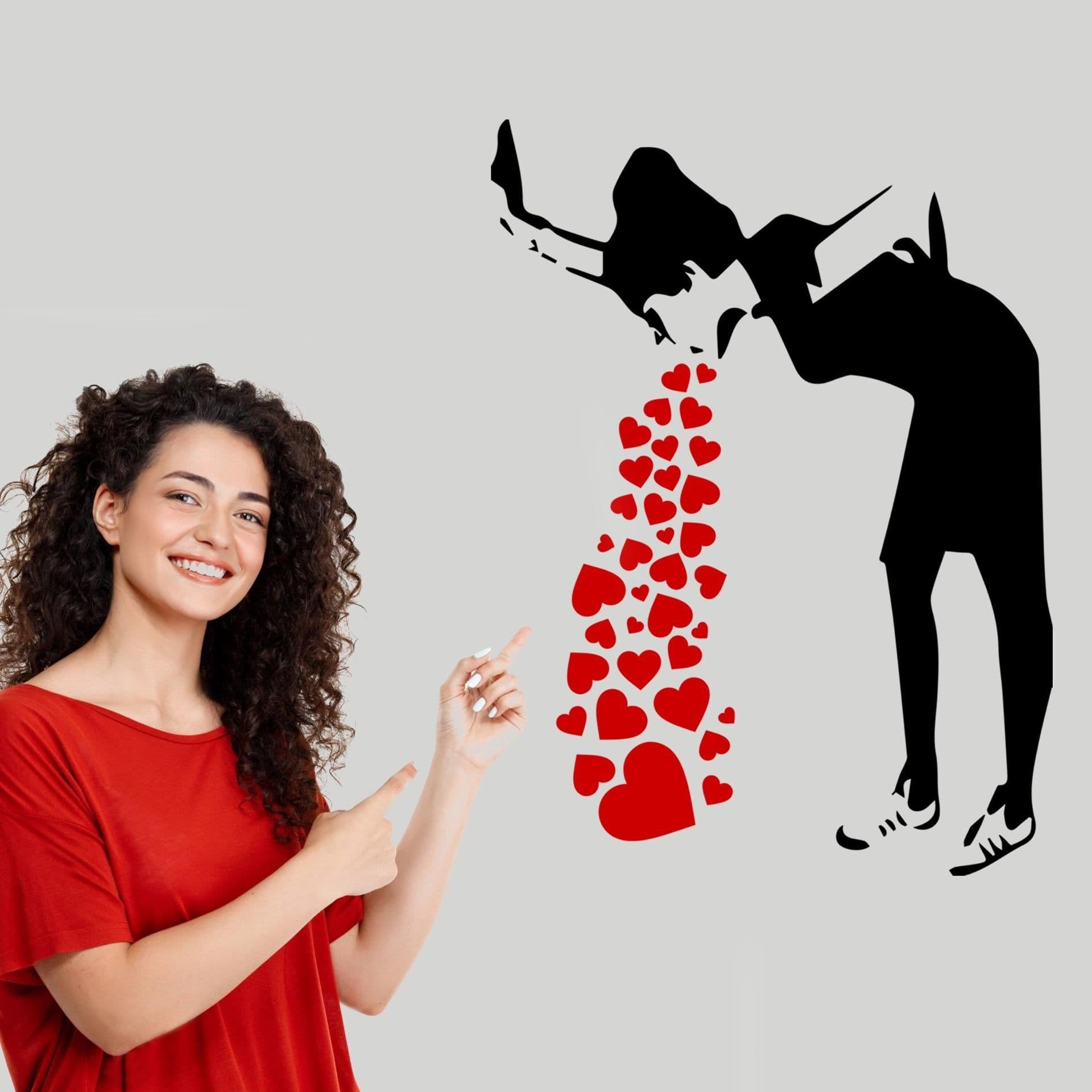 image-Street Art Style Love Sick Girl Wall Decal - Urban Vinyl Sticker Collection