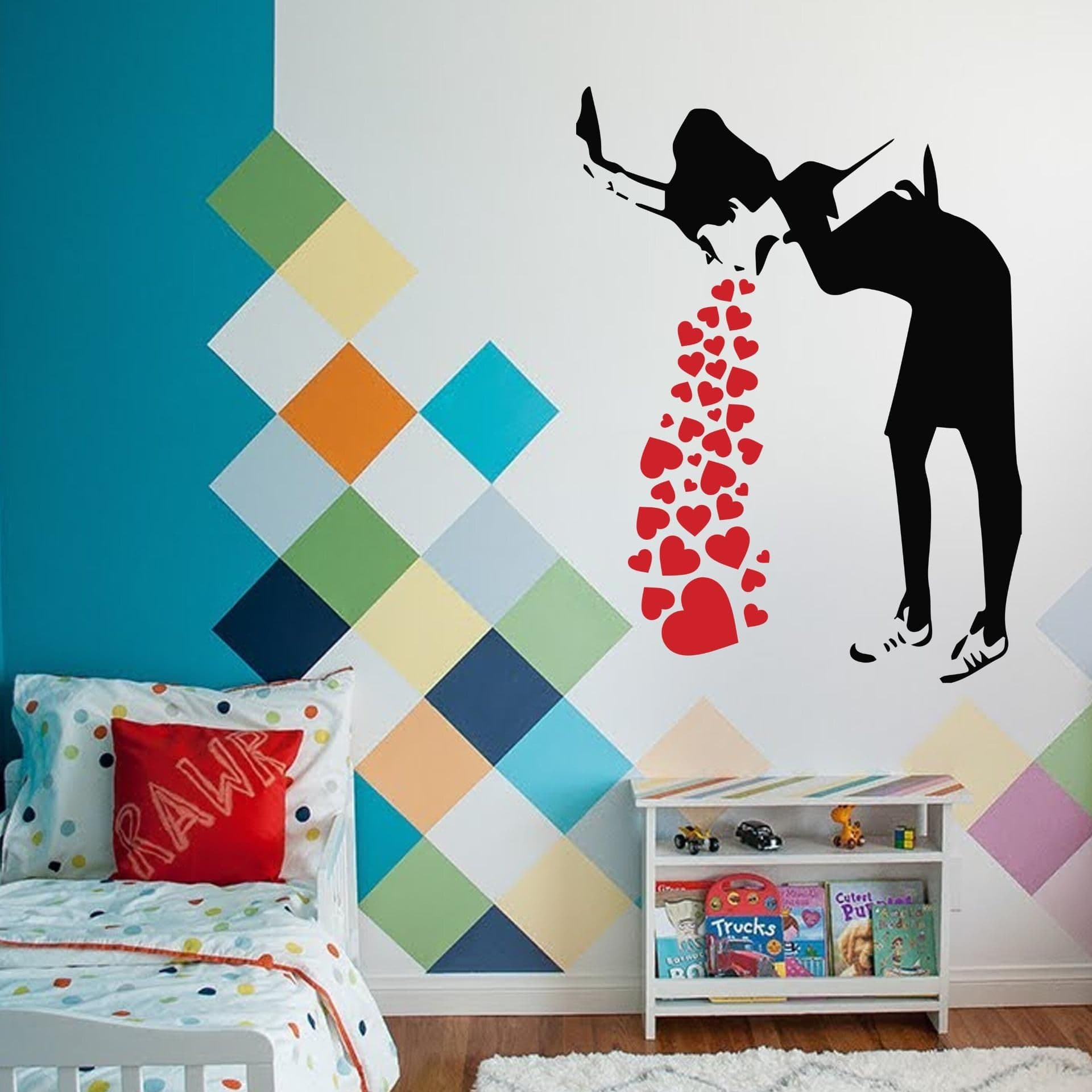 image-Street Art Style Love Sick Girl Wall Decal - Urban Vinyl Sticker Collection