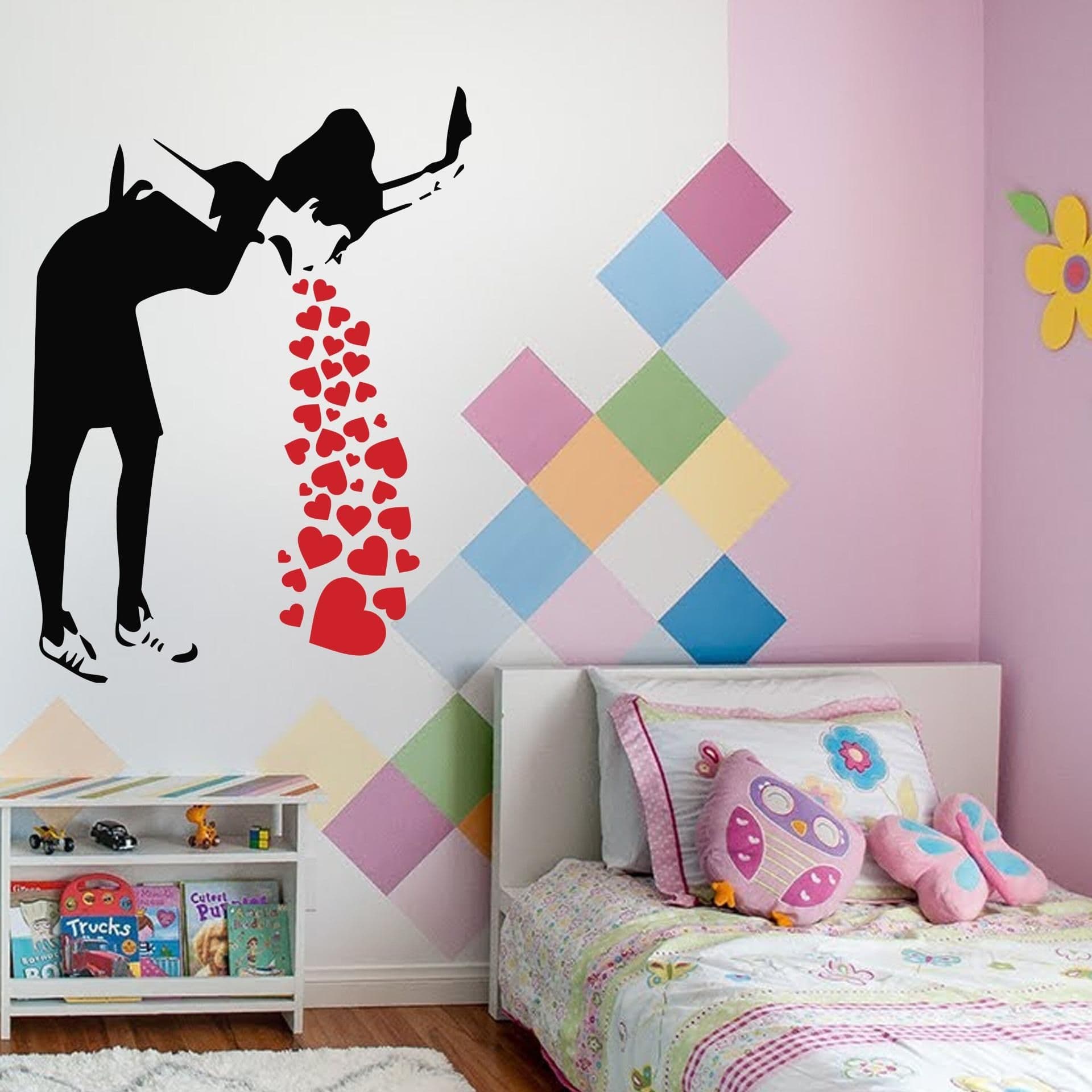 image-Street Art Style Love Sick Girl Wall Decal - Urban Vinyl Sticker Collection
