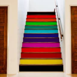 image-Rainbow Stair Riser Decals - Vibrant Steps Stickers for Stairs