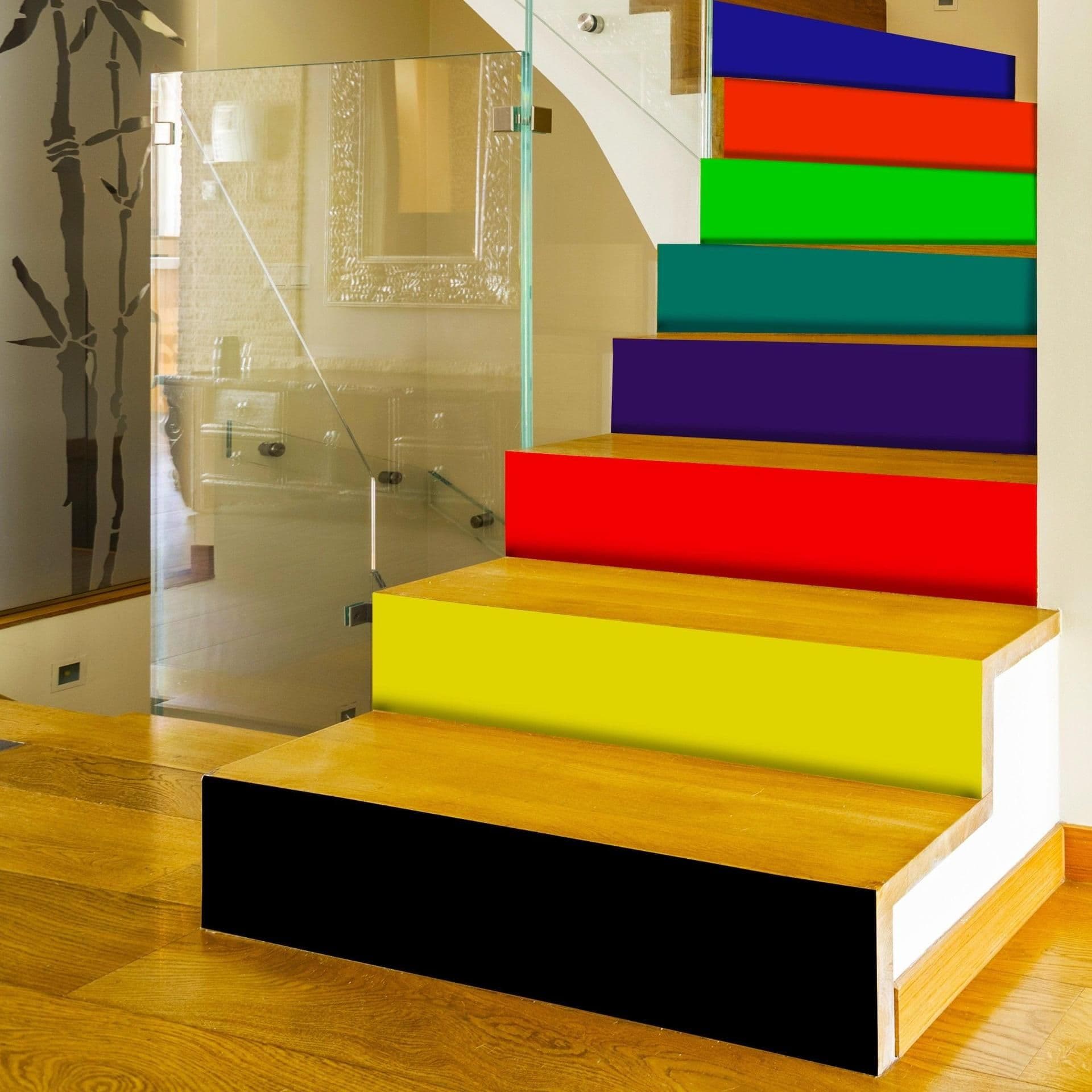 image-Rainbow Stair Riser Decals - Vibrant Steps Stickers for Stairs