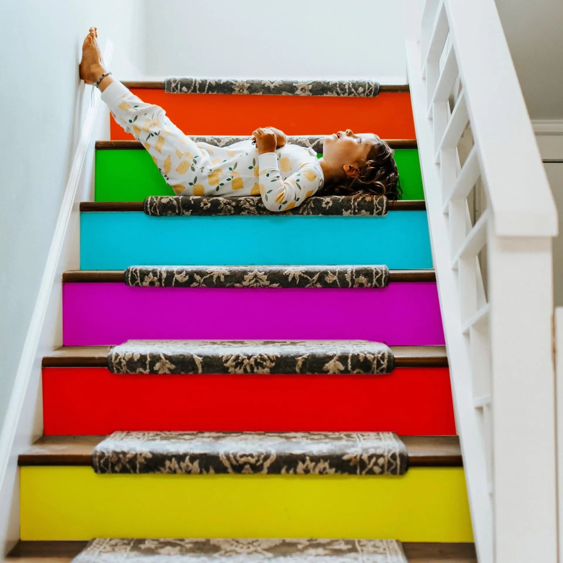 image-Stair Riser Decals by VibrantStep™: Add Colorful and Stylish Transformation to Stairs