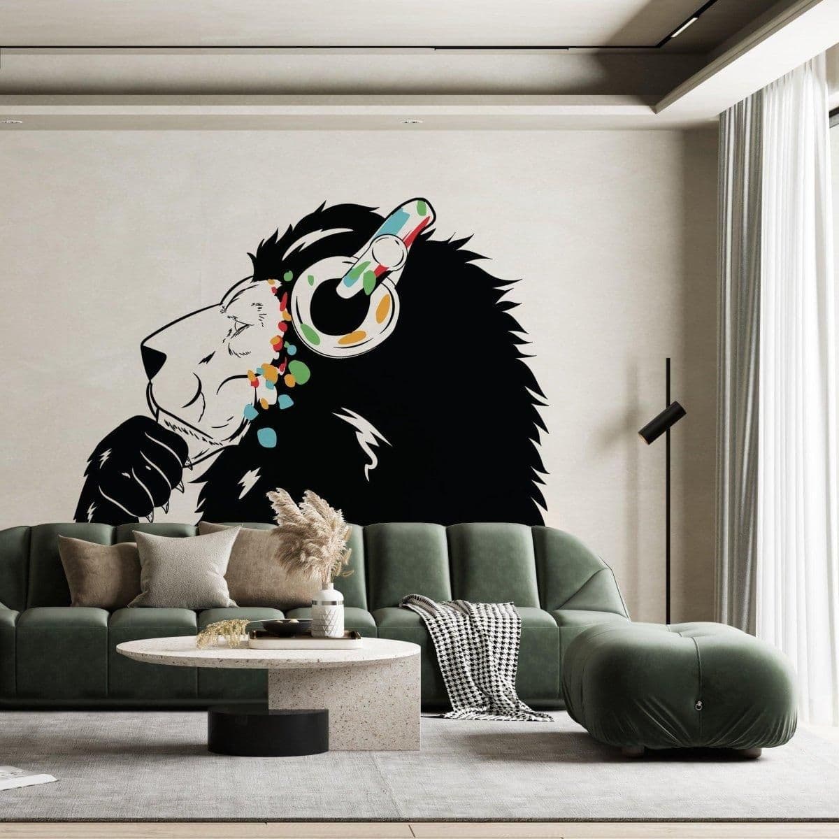image-Lion Theme Wall Stickers, Groove Decals for Kids, Animal Escape Artwork