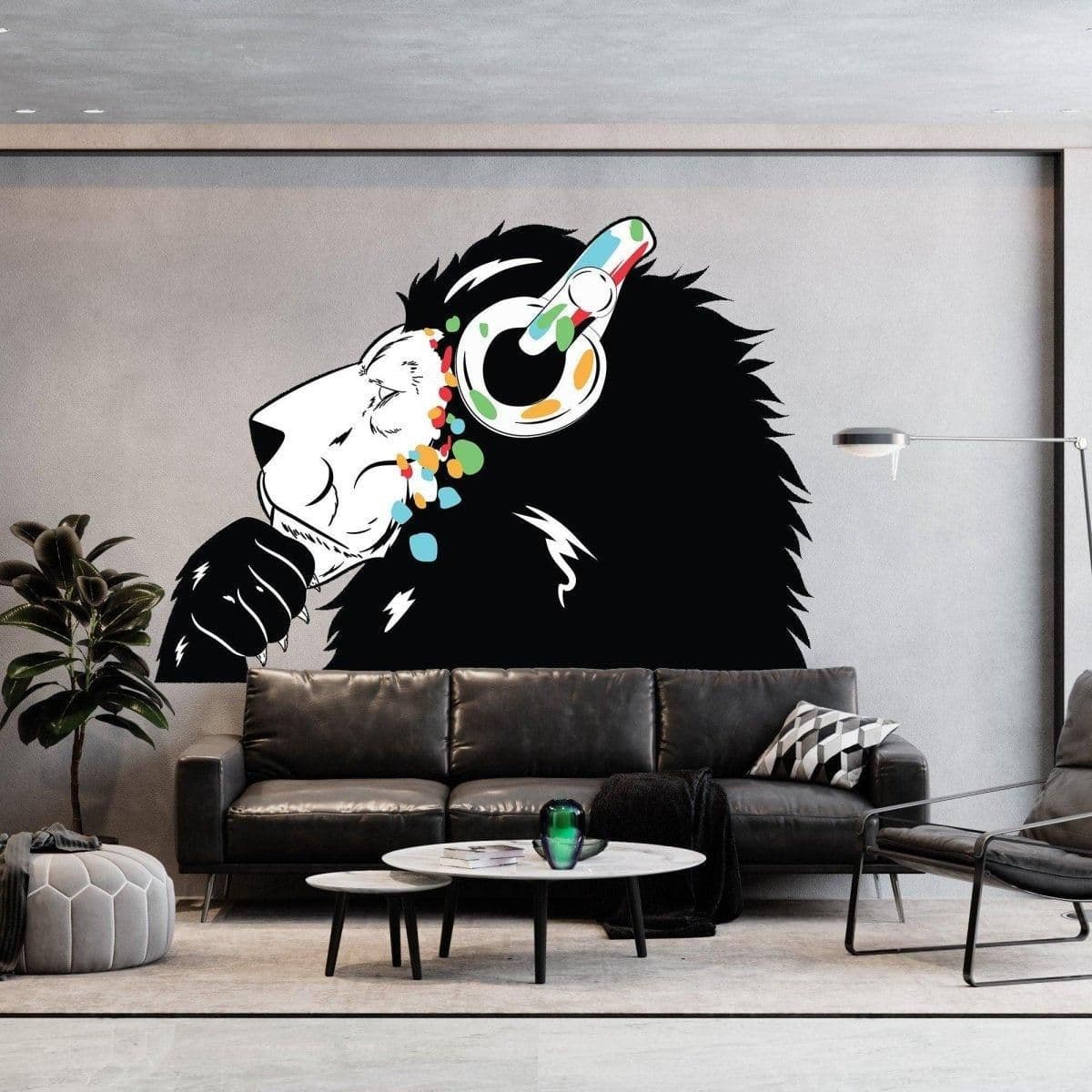 image-Lion Theme Wall Stickers, Groove Decals for Kids, Animal Escape Artwork