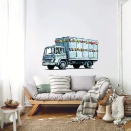 image-Banksy Animal Truck Artwork, Dazzling Vinyl Wall Sticker for Wall Decor