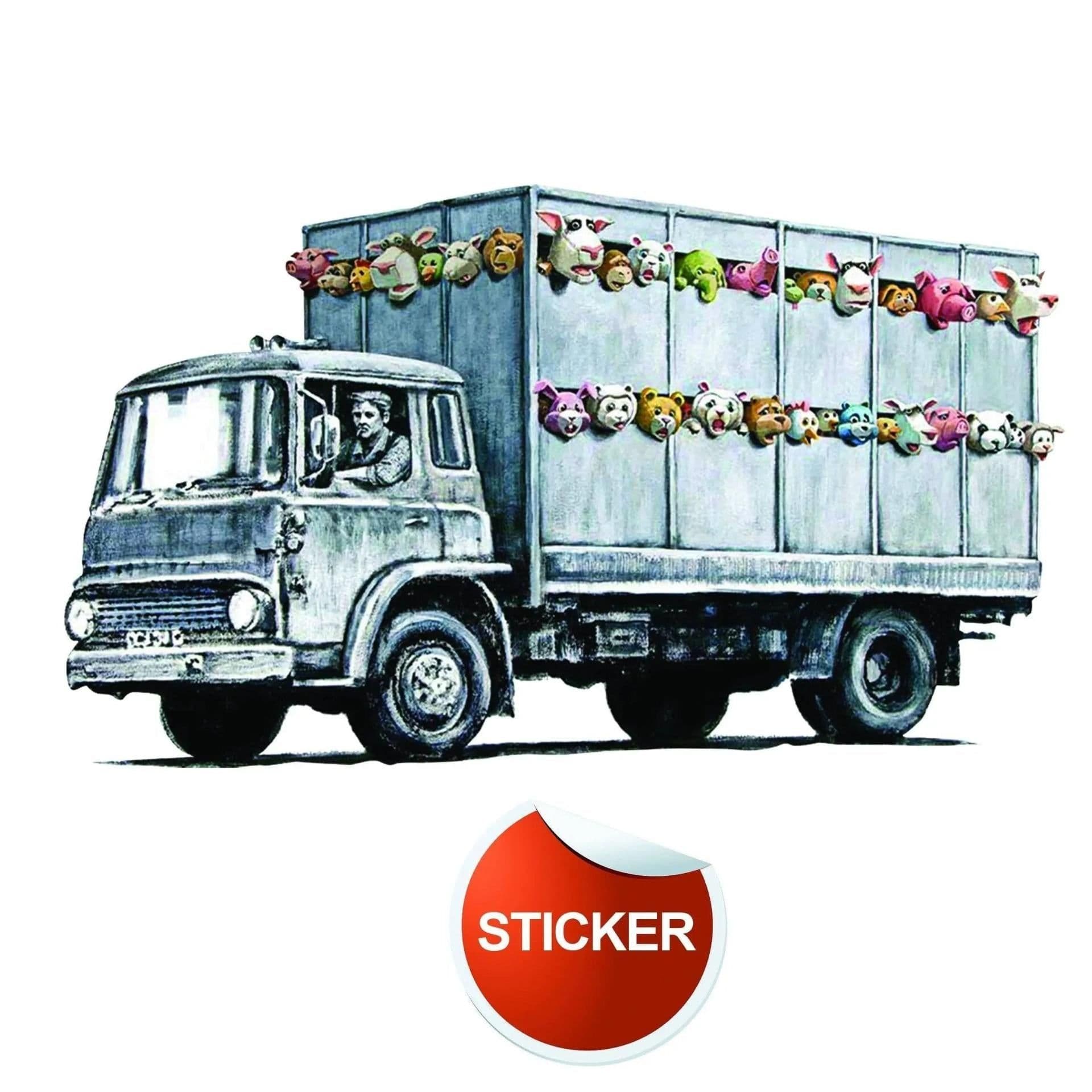 image-Banksy Animal Truck Artwork, Dazzling Vinyl Wall Sticker for Wall Decor