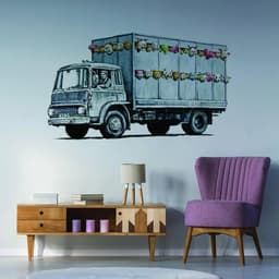 image-Banksy Animal Truck Artwork, Dazzling Vinyl Wall Sticker for Wall Decor