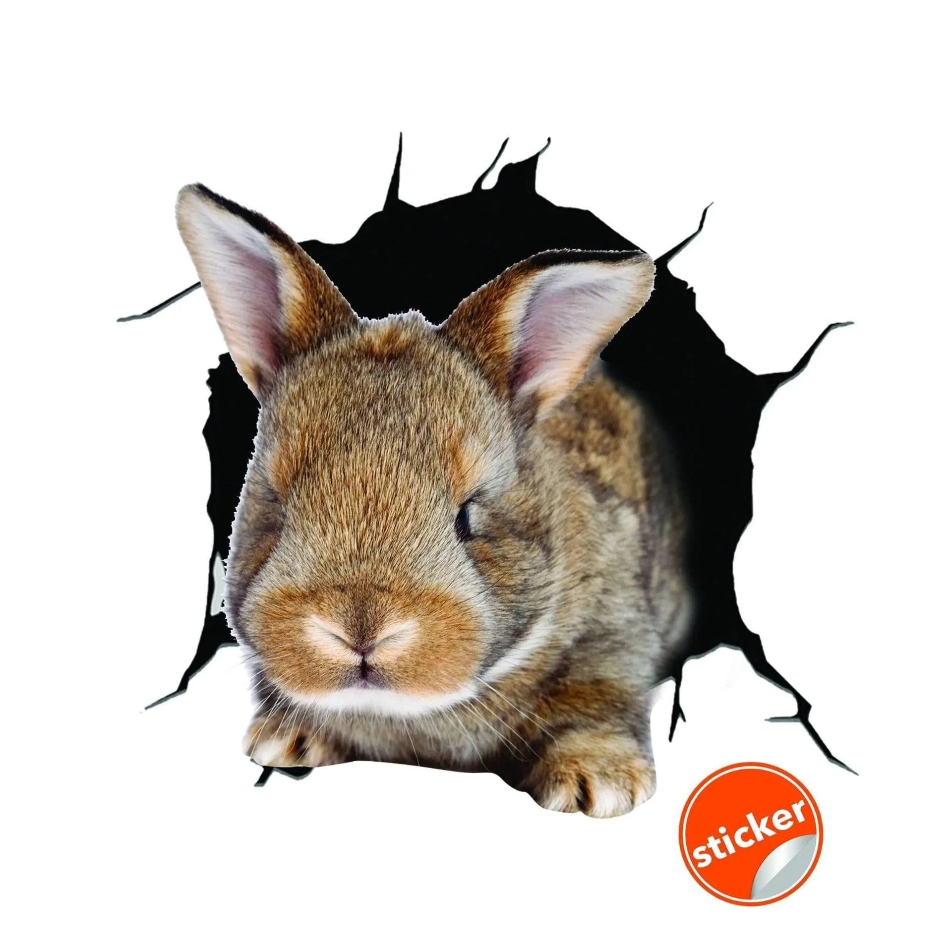image-3D Wonderland Rabbit Wall Sticker - Whimsical Kids Room Wall Decals