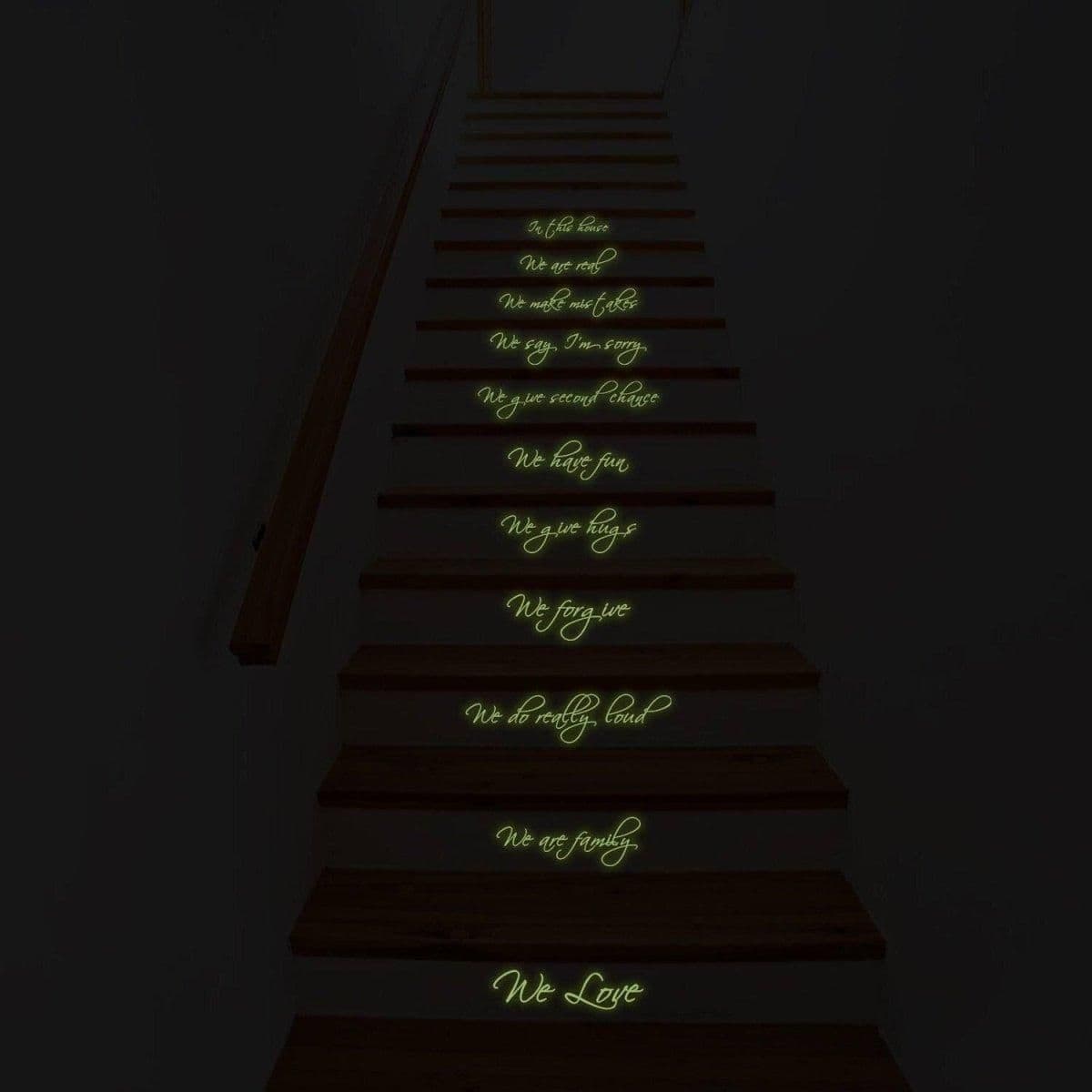 image-Glow-in-the-Dark Stair Decal - Luminescent Family - Ideal for Creating Enchanting Ambience