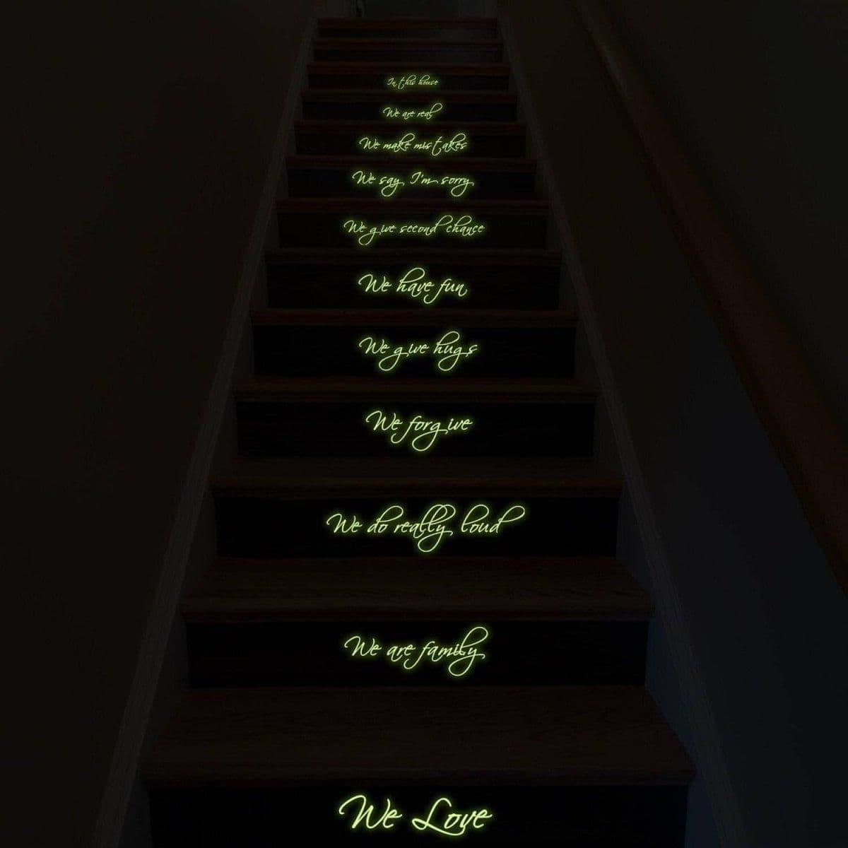 image-Glow-in-the-Dark Stair Decal - Luminescent Family - Ideal for Creating Enchanting Ambience