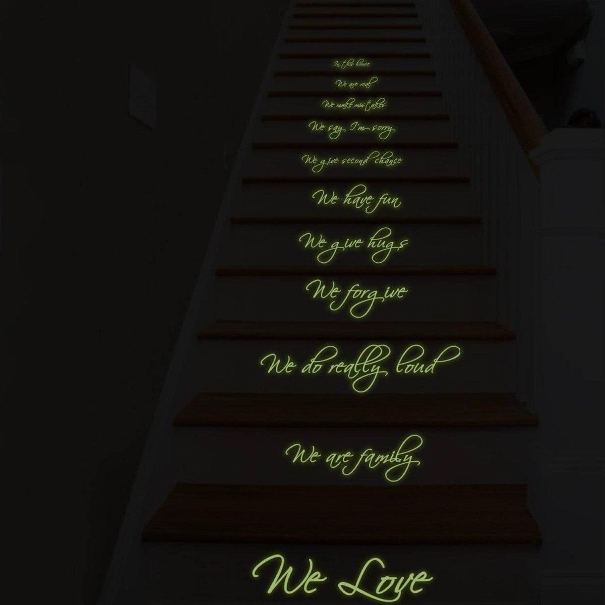 image-Glow-in-the-Dark Stair Decal - Luminescent Family - Ideal for Creating Enchanting Ambience