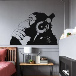 image-Contemplative Primate Wall Art Sticker, Vinyl Peel & Stick Room Mural Feature