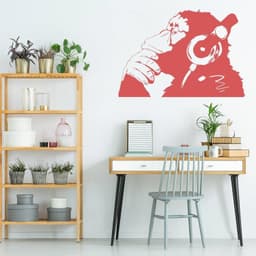 image-Contemplative Primate Wall Art Sticker, Vinyl Peel & Stick Room Mural Feature