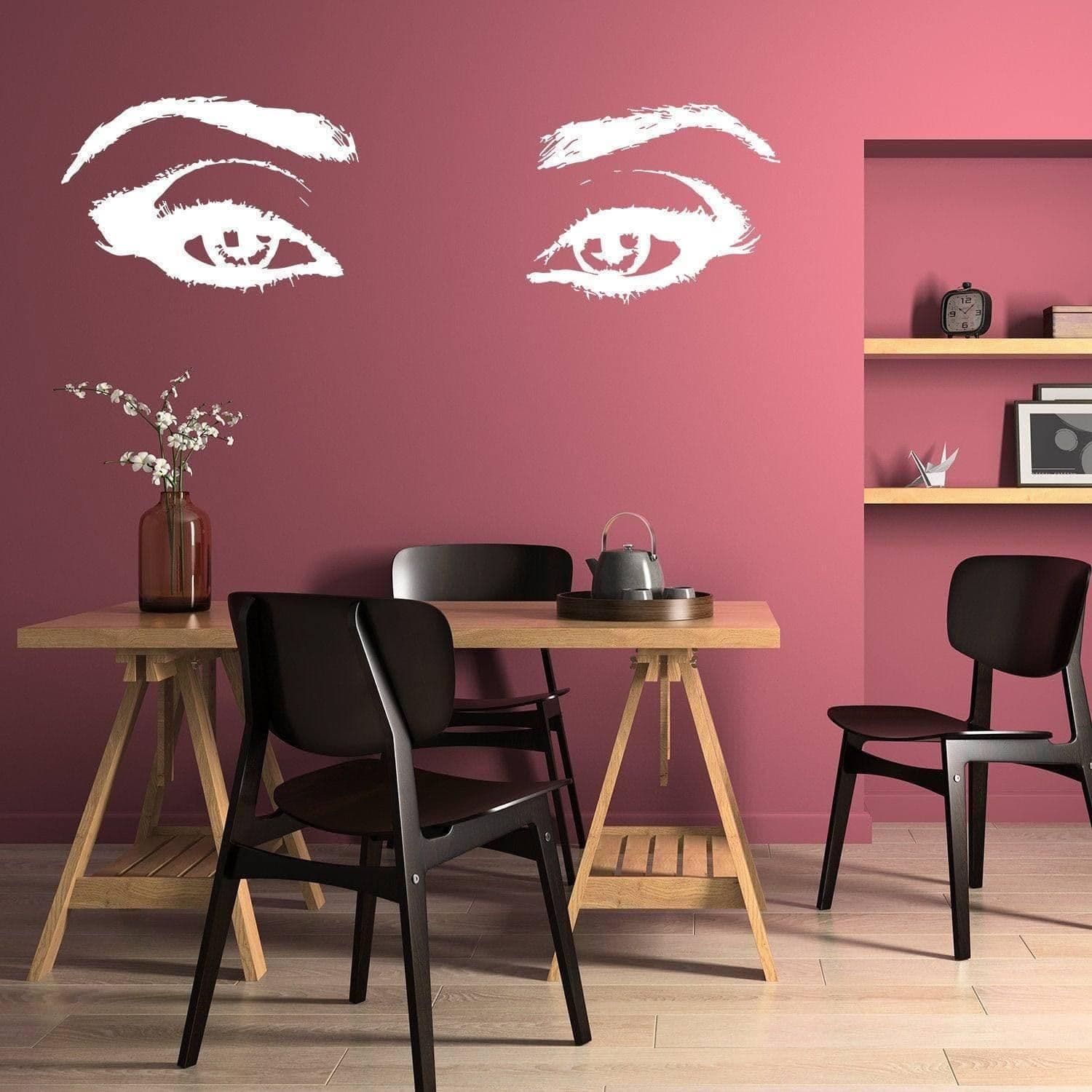 image-Femme Vinyl Wall Decal, Eyelash Silhouette Wall Art, Elegant Beauty and Style Decal