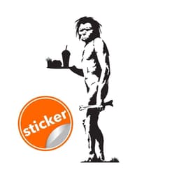 image-Caveman Jokes Vinyl Wall Sticker, Comic Style Wall Tattoo, Humorous Art Decal