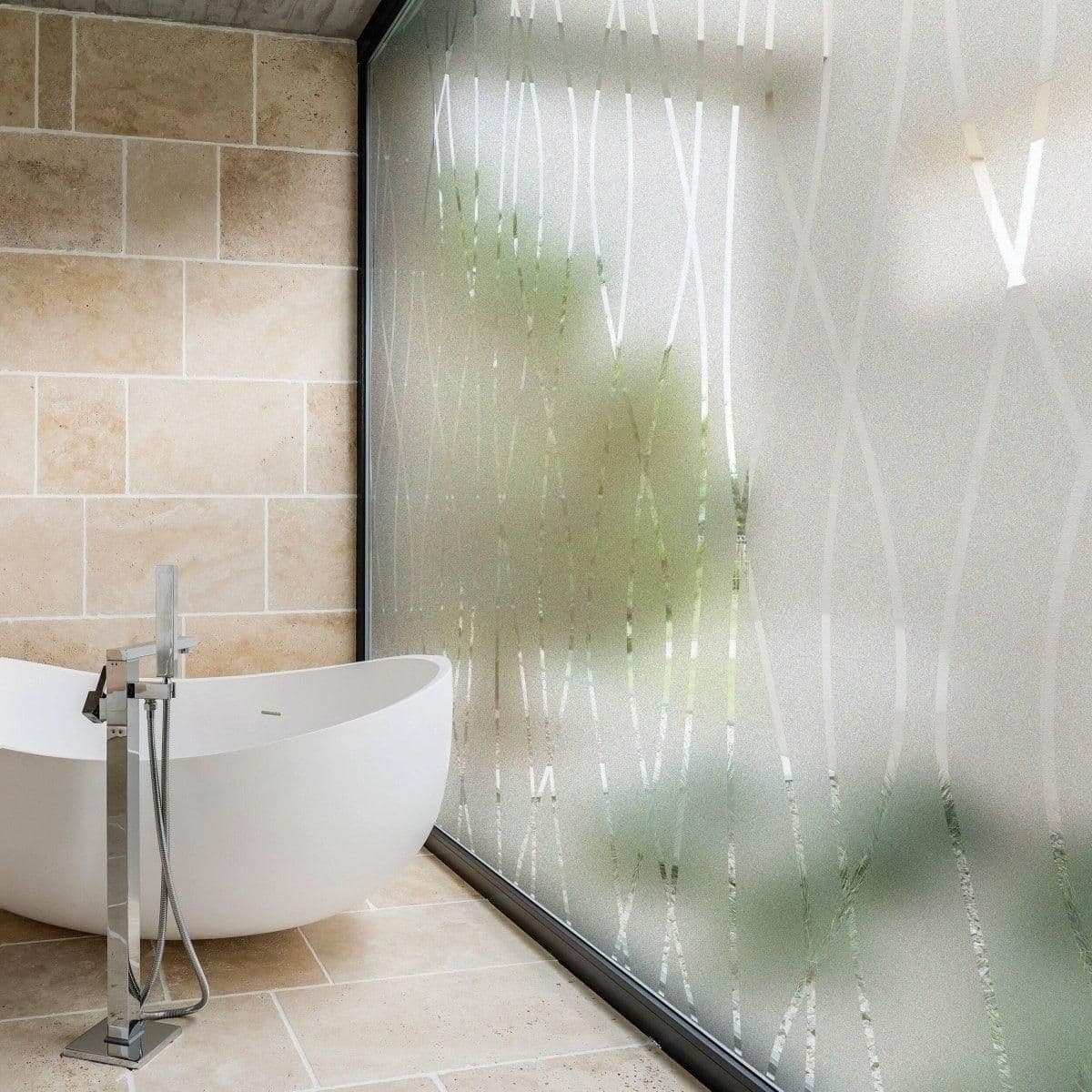 image-Frosted Glass Door Sticker, Transparent Elegance Design Window Decal