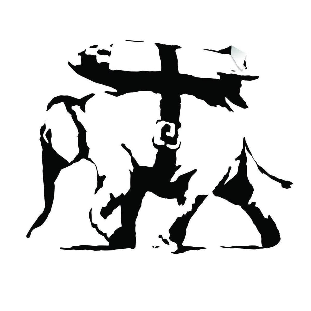 image-Majestic Elephant Graffiti Style Vinyl Sticker - Vibrant Wall Art Decal