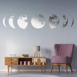 image-Moon Phase Wall Sticker, Astrological Cycle Wall Decal, Galaxy Theme Wall Art Decoration