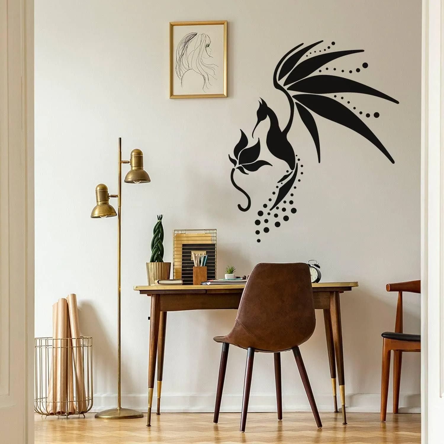 image-Adorable Hummingbird Designed Wall Decal - Decorative Wall Art Sticker