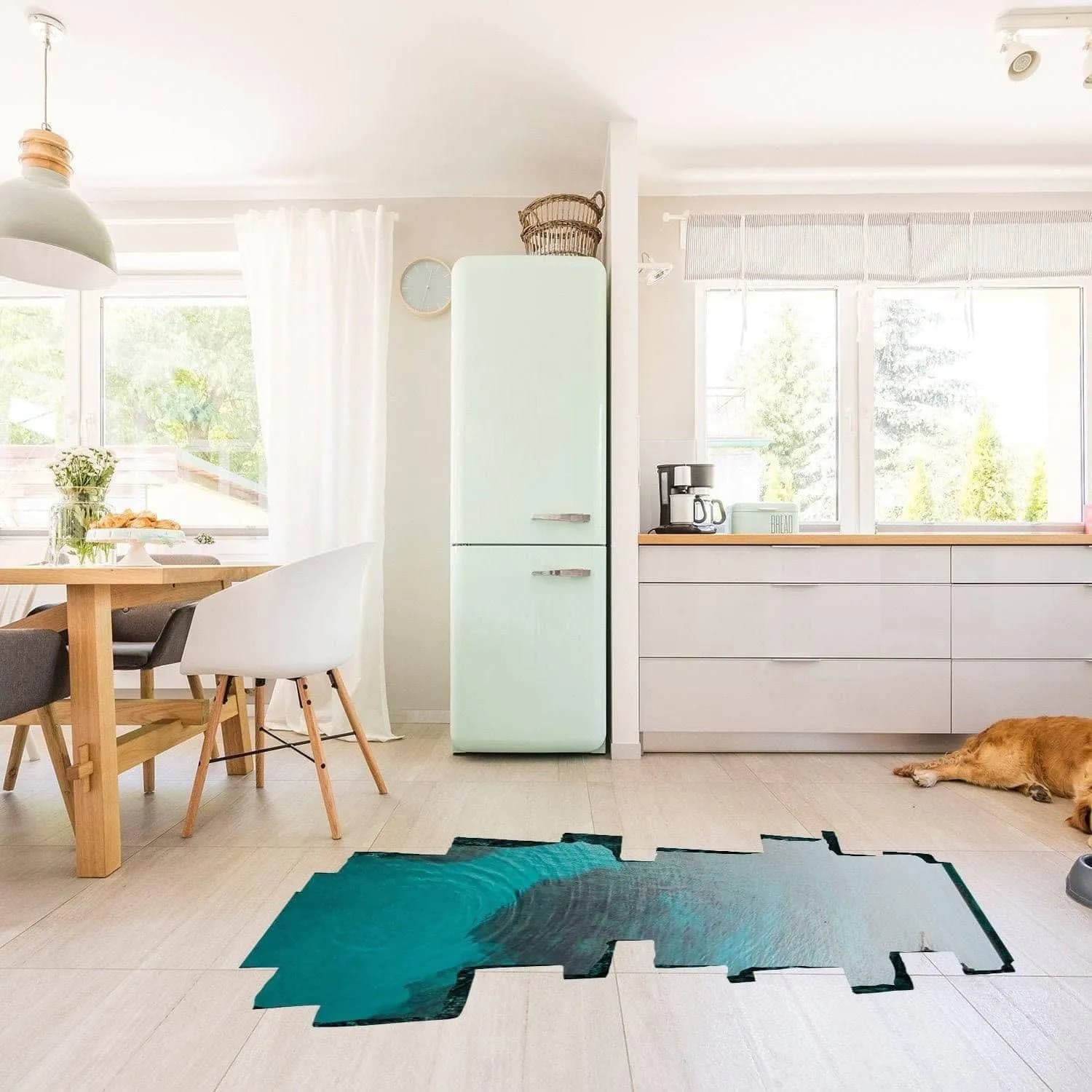 image-3D Oceanic Illusion Floor Decal - , Realistic Underwater Design Sticker