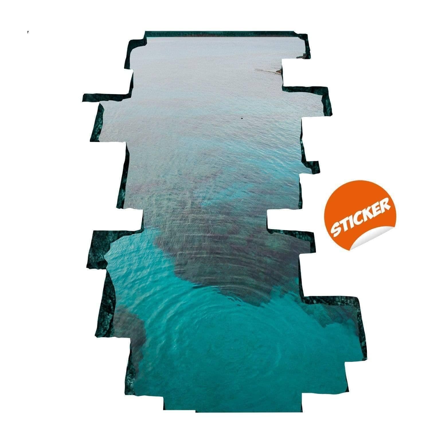 image-3D Oceanic Illusion Floor Decal - , Realistic Underwater Design Sticker