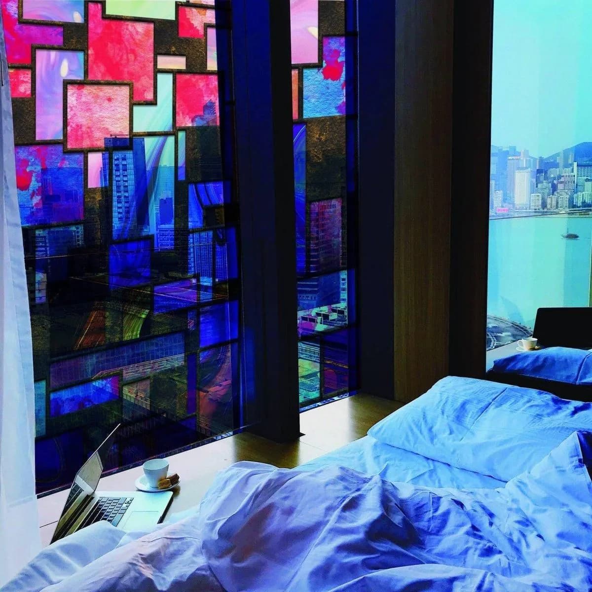 image-Frosted Privacy Window Film - Elegant Glass Covering Solution