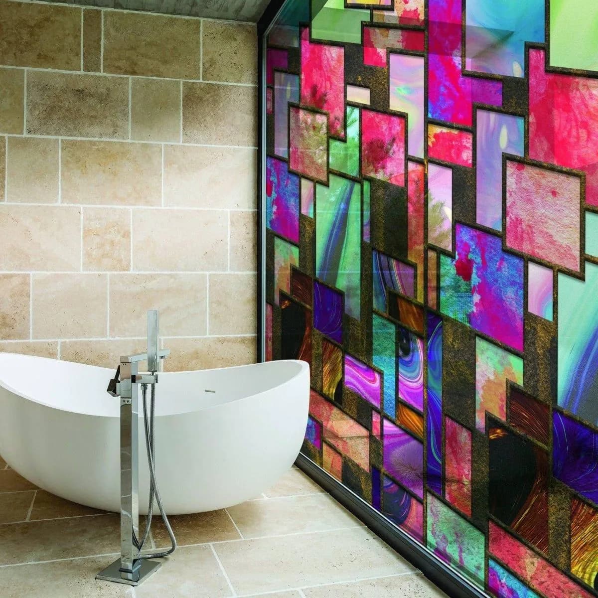 image-Frosted Privacy Window Film - Elegant Glass Covering Solution