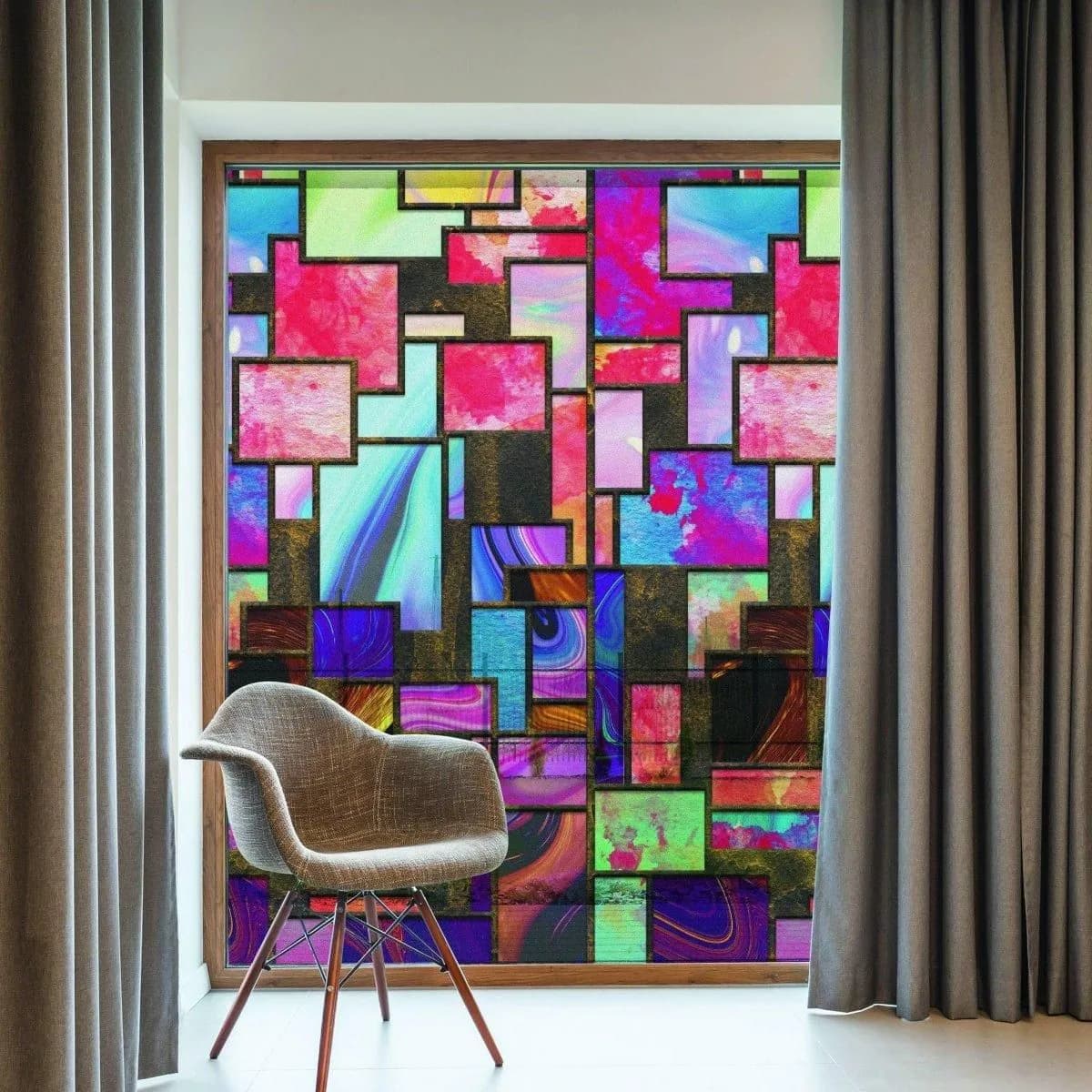 image-Frosted Privacy Window Film - Elegant Glass Covering Solution