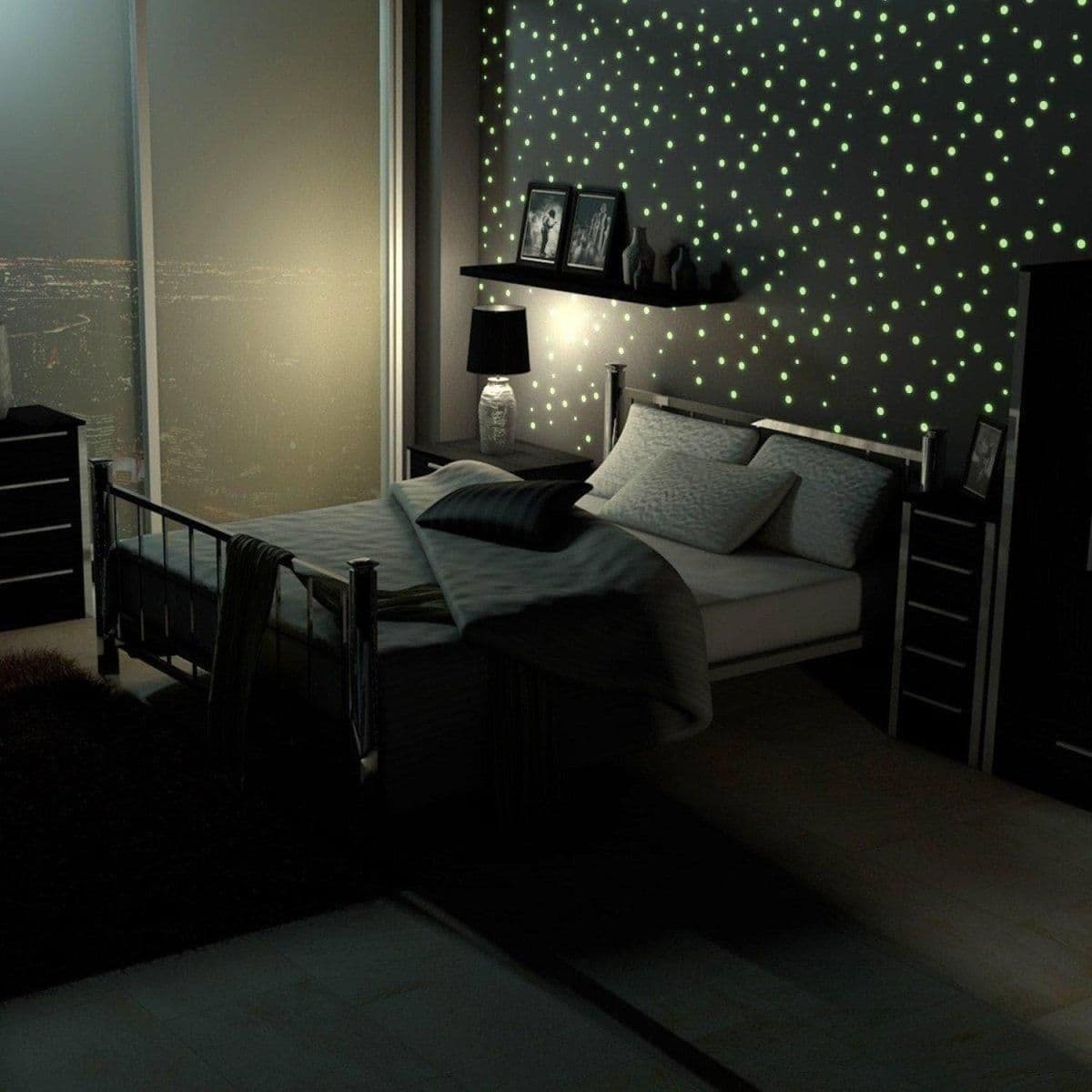 image-Luminous Cosmic Circle Wall Decals Set - Starry Sky Wall Art Stickers