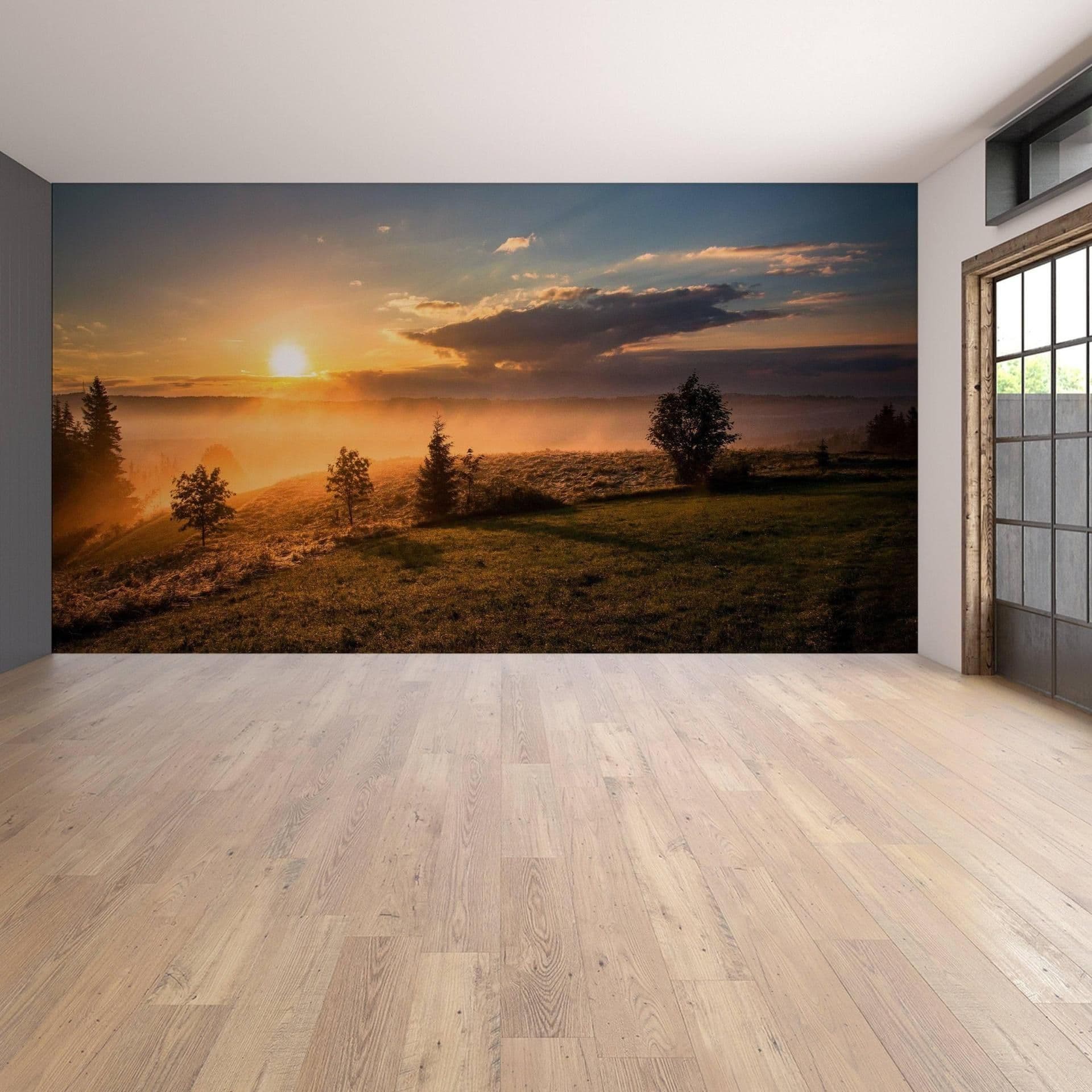 image-Natural Serenade Transformative Sunset Wall Decals - Scenic Nature Wallpaper