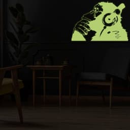 image-Glowing Vinyl Wall Decal: Monkey With Headphones - Luminescent Graffiti Sticker