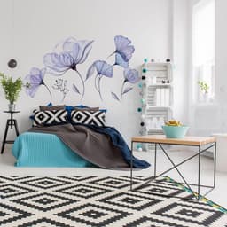 image-3D Blue Blossom Wall Decal - Elegant Floral Vinyl Sticker Mural