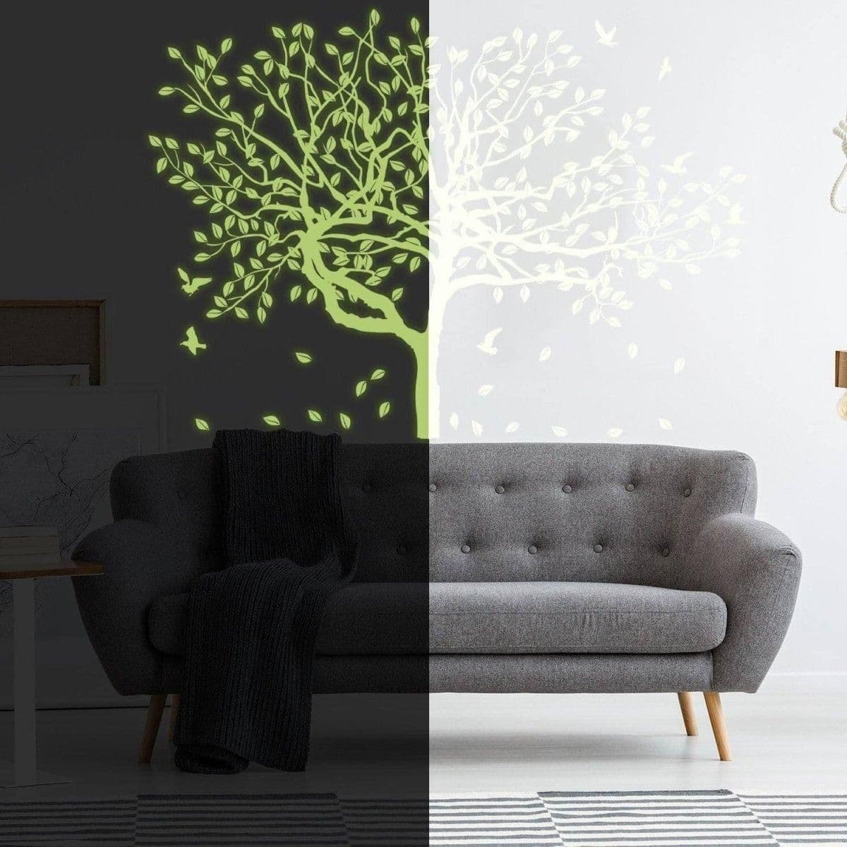 image-Glow-In-The-Dark Forest Wall Decal - Fluorescent Luminous Trees Sticker for Home Decor
