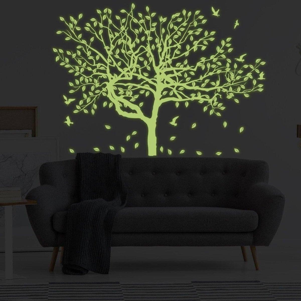 image-Glow-In-The-Dark Forest Wall Decal - Fluorescent Luminous Trees Sticker for Home Decor