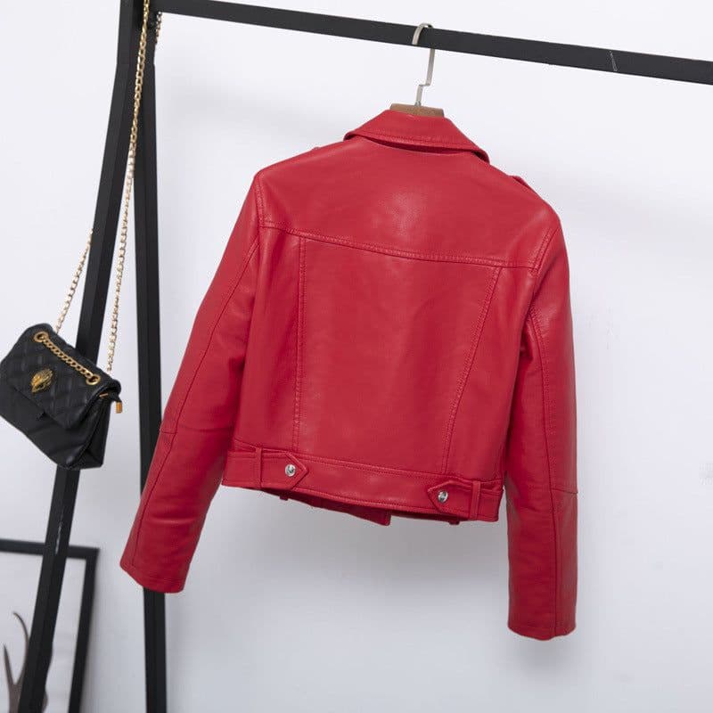 image-JELOICE PU Leather Jacket - Black Epaulet Short