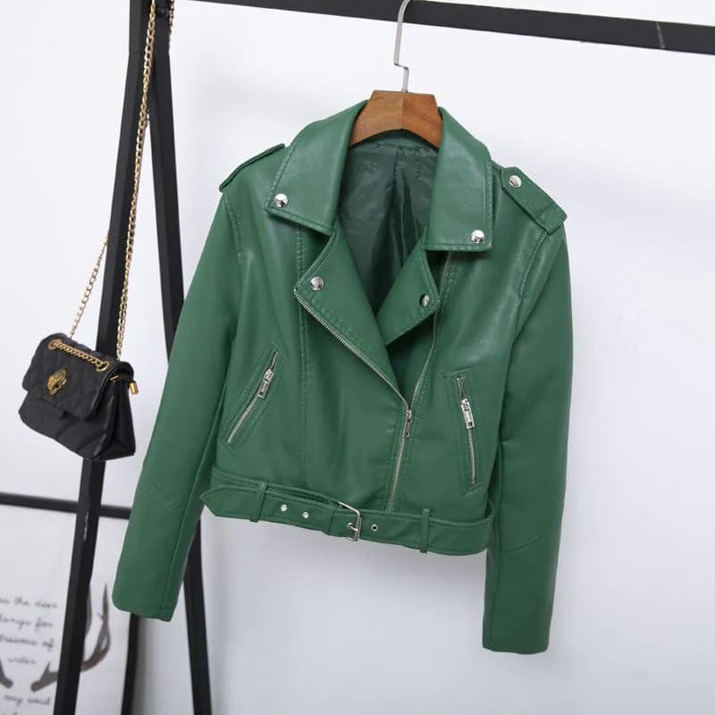 image-JELOICE PU Leather Jacket - Black Epaulet Short