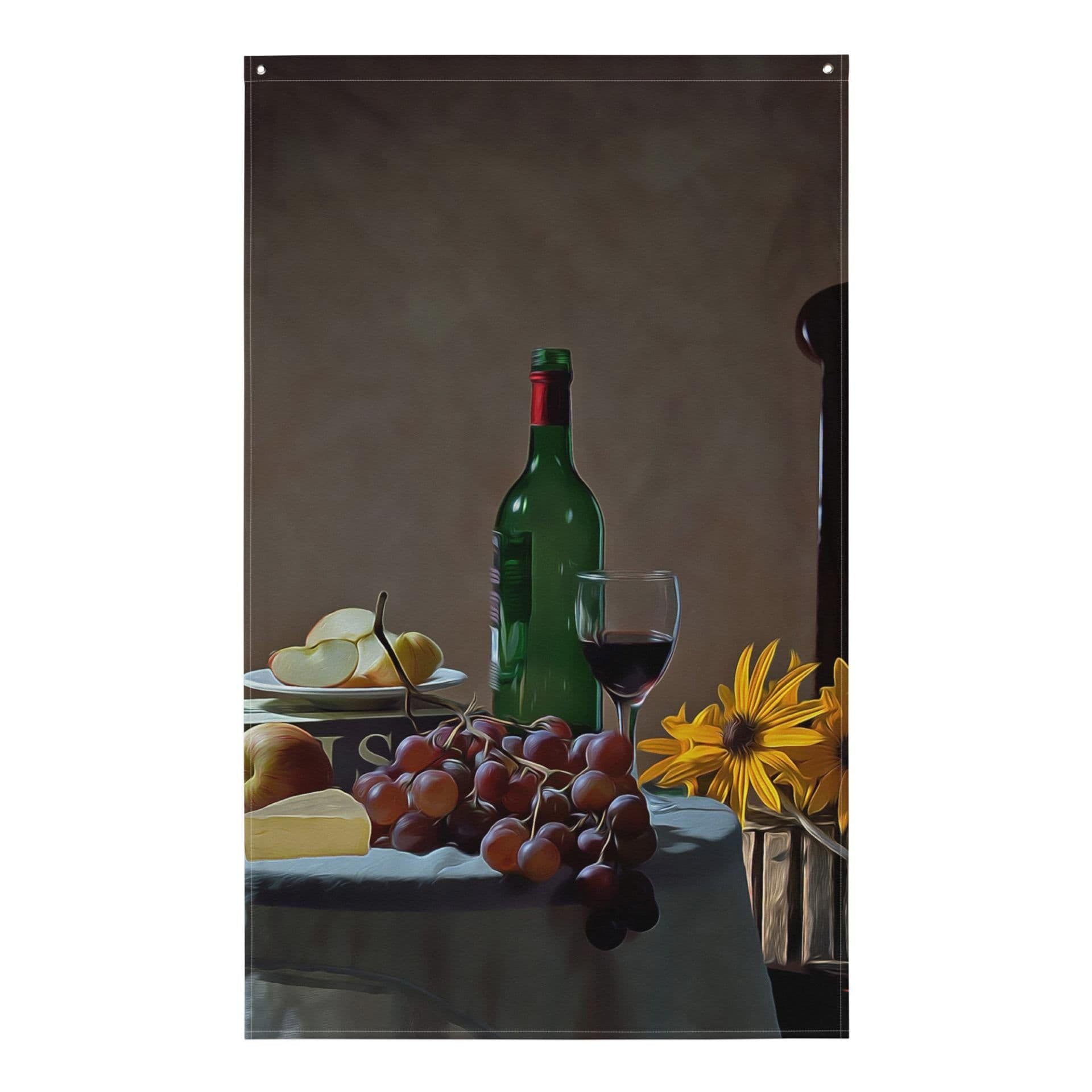 image-Vintage Wine Glass Painting Flag Tapestry