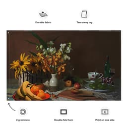 image-Yellow Flower Still Life Painting Flag Tapestry