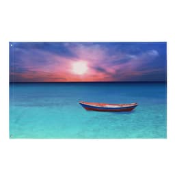 image-Sunset Boat Ocean Painting Flag Tapestry