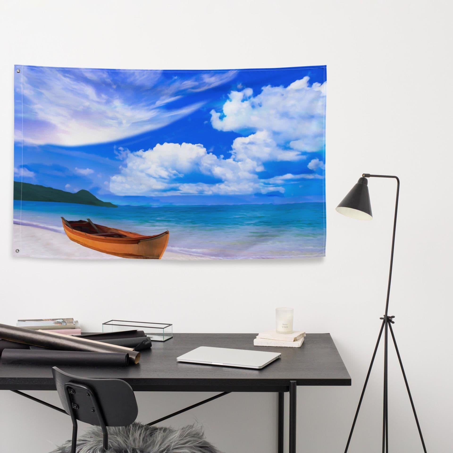 image-Beach Boat Painting Flag Tapestry